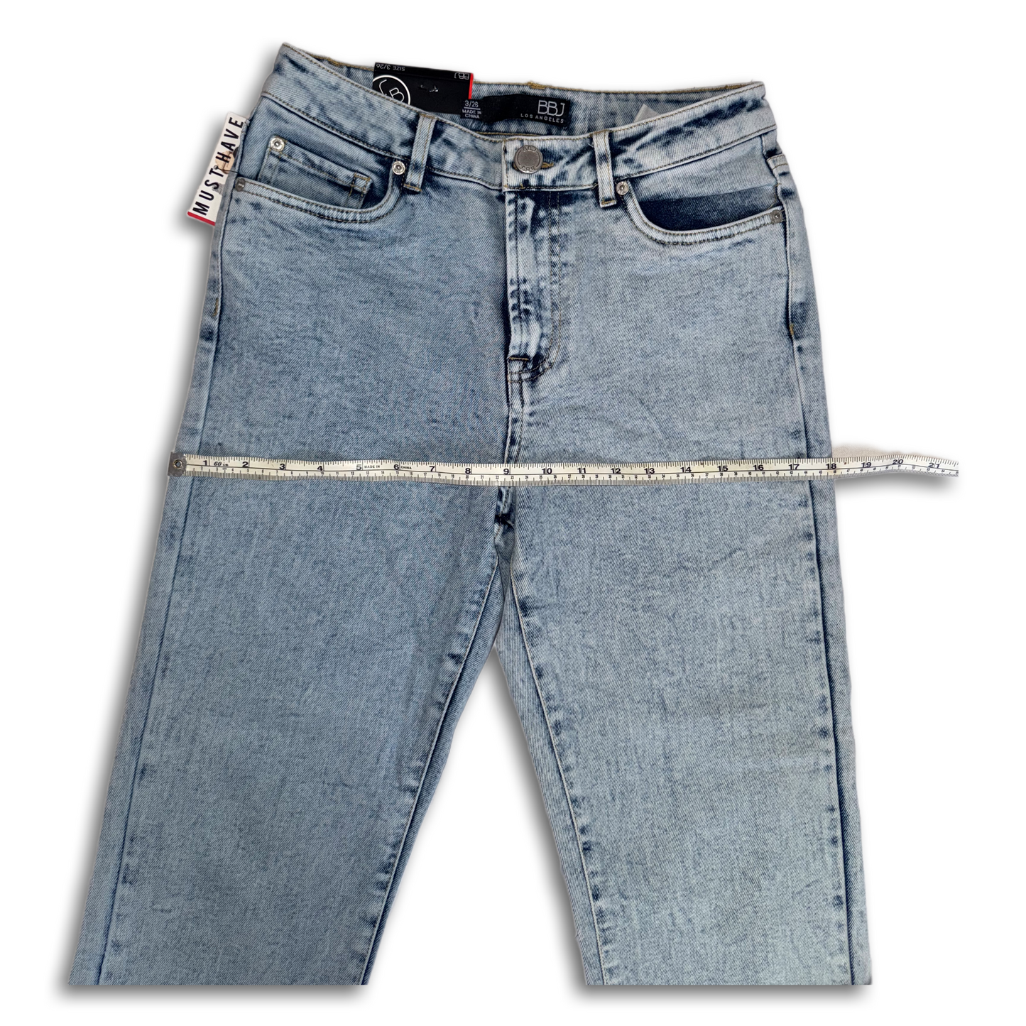 Boom Boom Jeans Los Angeles Women's High Waisted Cropped Mom Jeans - Straight Leg, Medium Stretch, Unique Wash (Style C21759Z)