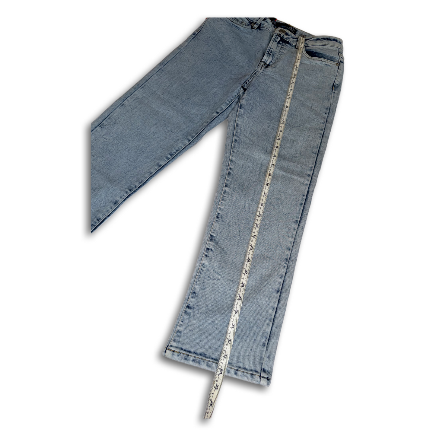 Boom Boom Jeans Los Angeles Women's High Waisted Cropped Mom Jeans - Straight Leg, Medium Stretch, Unique Wash (Style C21759Z)