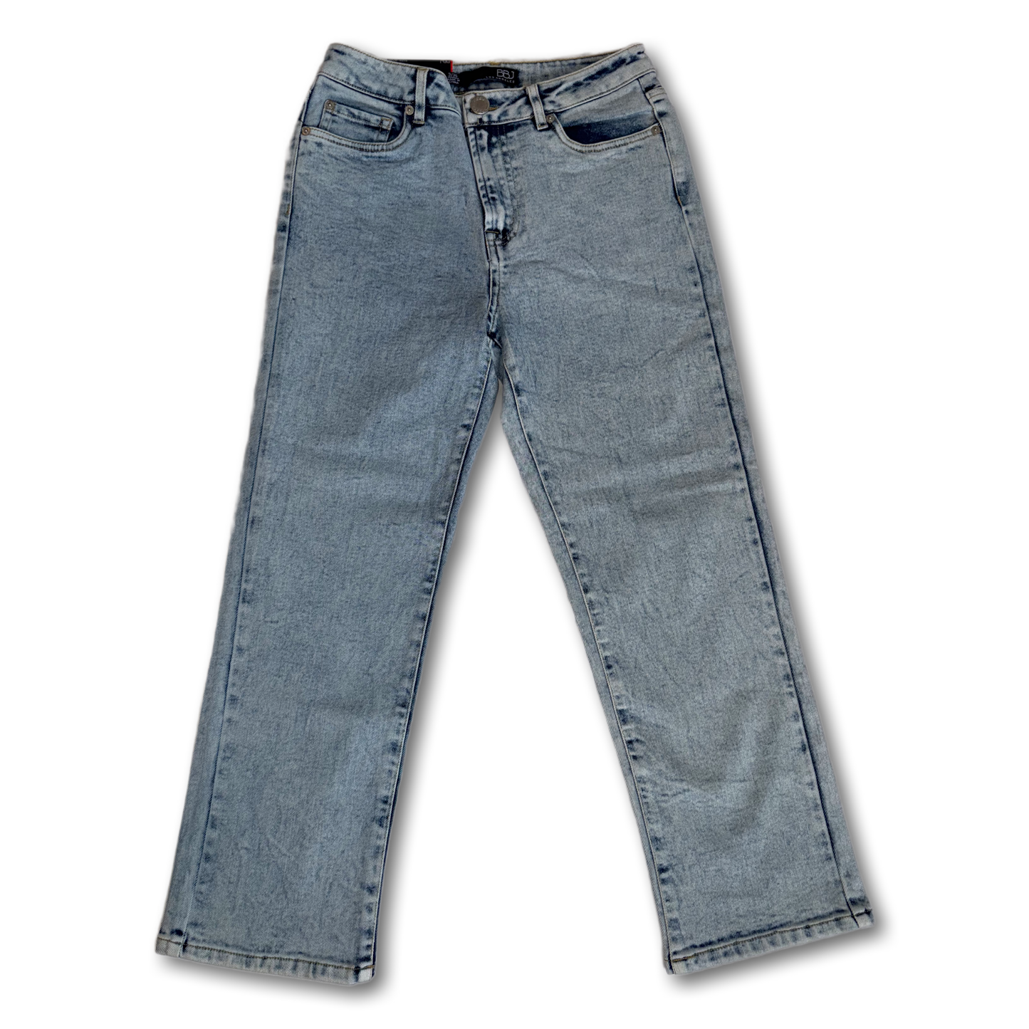 Boom Boom Jeans Los Angeles Women's High Waisted Cropped Mom Jeans - Straight Leg, Medium Stretch, Unique Wash (Style C21759Z)