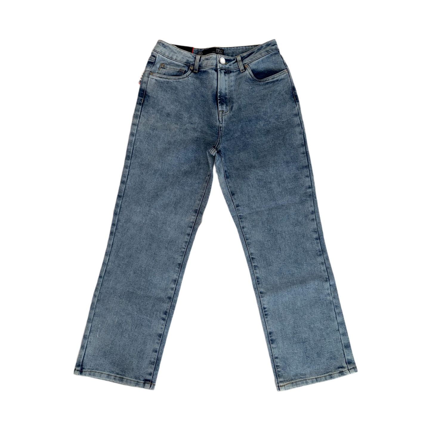 Boom Boom Jeans Los Angeles Women's High Waisted Cropped Mom Jeans - Straight Leg, Medium Stretch, Unique Wash (Style C21759Z)