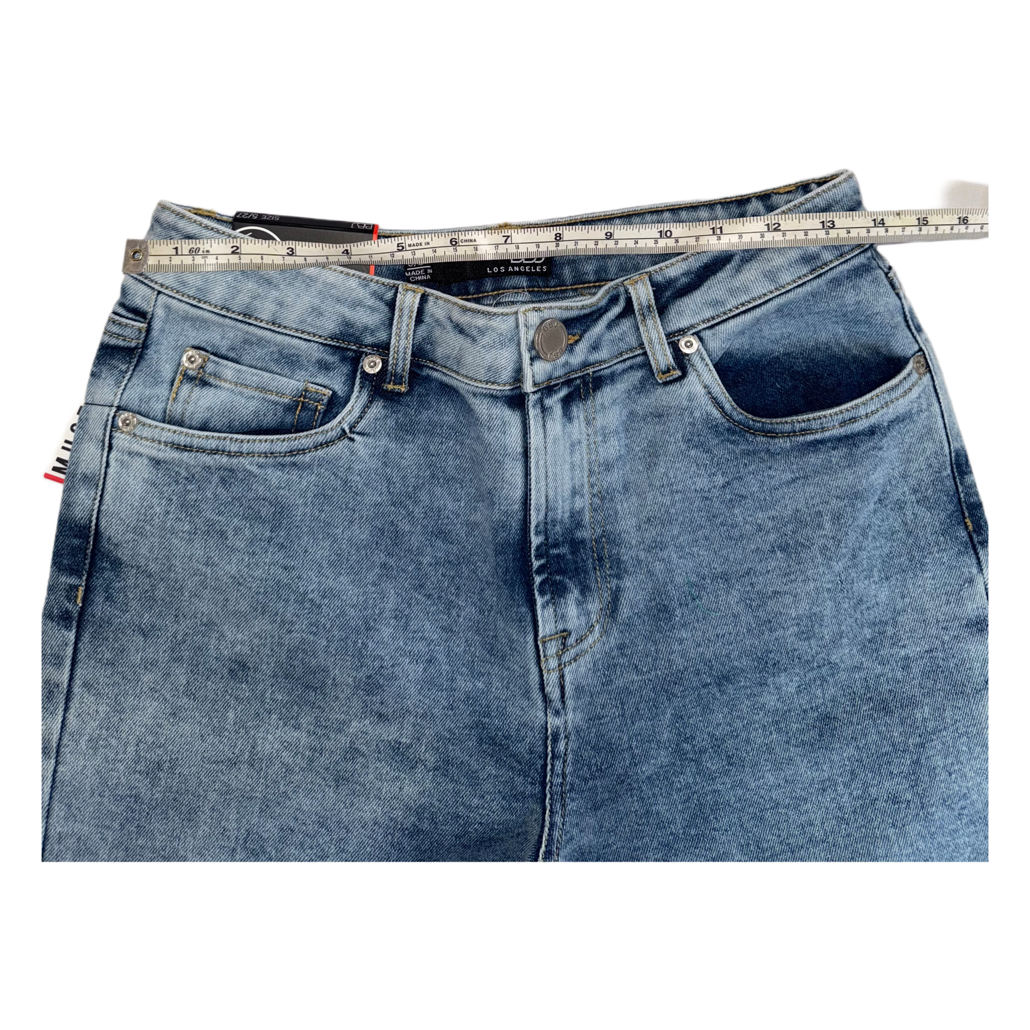 Boom Boom Jeans Los Angeles Women's High Waisted Cropped Mom Jeans - Straight Leg, Medium Stretch, Unique Wash (Style C21759Z)