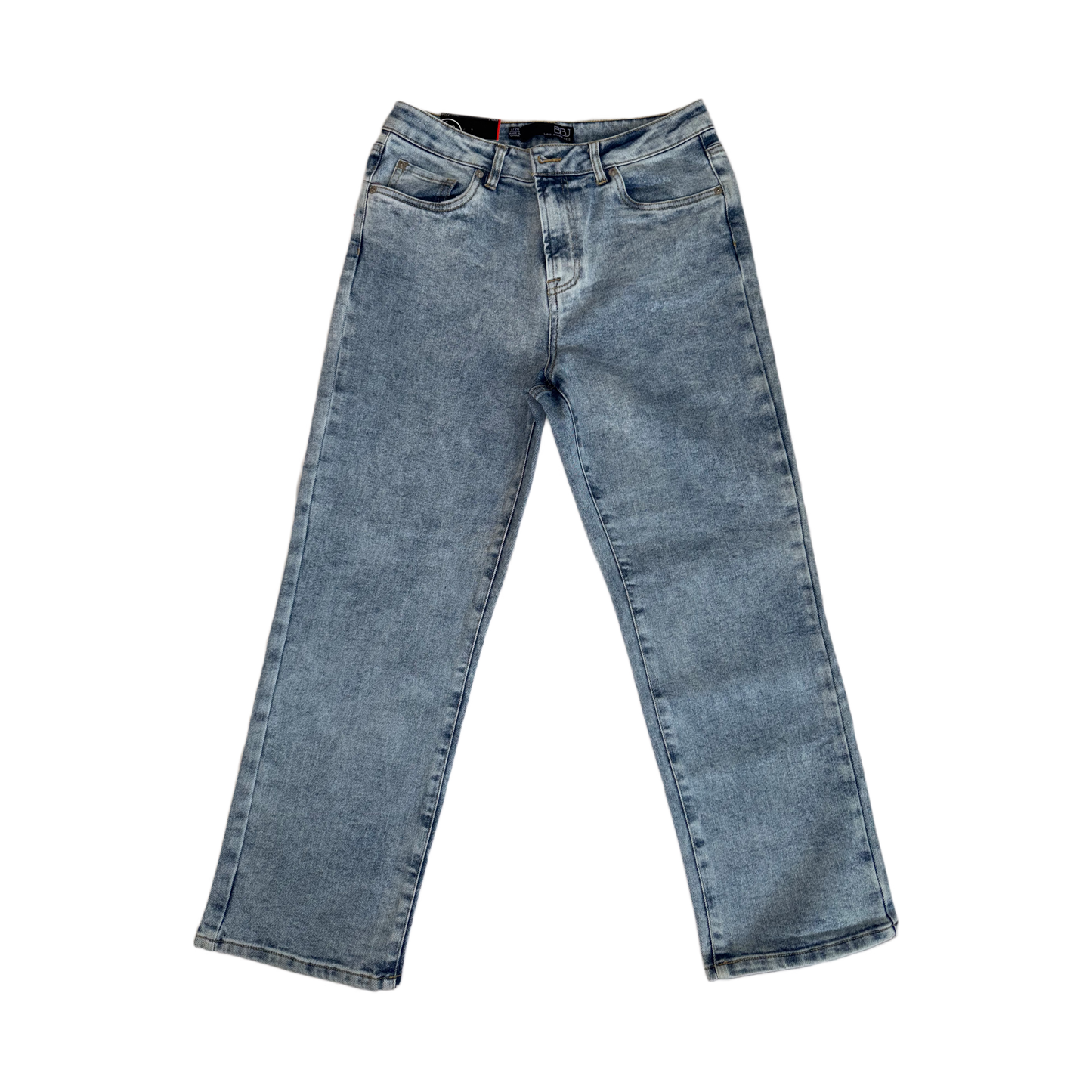 Boom Boom Jeans Los Angeles Women's High Waisted Cropped Mom Jeans - Straight Leg, Medium Stretch, Unique Wash (Style C21759Z)