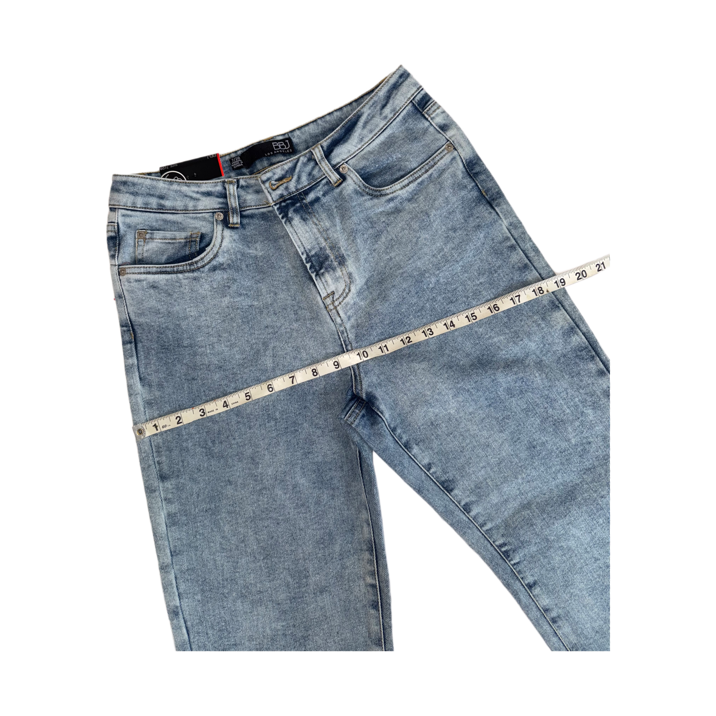 Boom Boom Jeans Los Angeles Women's High Waisted Cropped Mom Jeans - Straight Leg, Medium Stretch, Unique Wash (Style C21759Z)