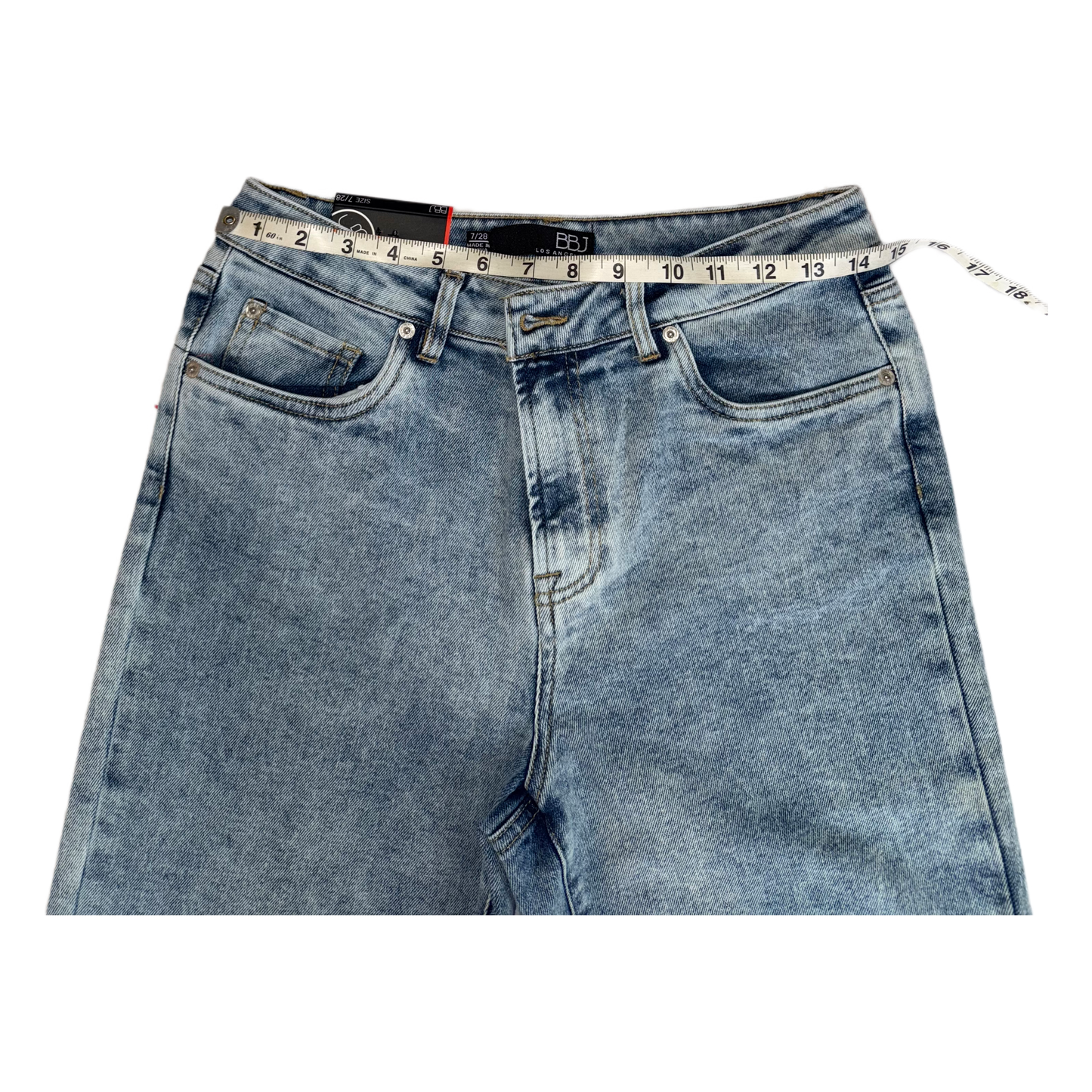 Boom Boom Jeans Los Angeles Women's High Waisted Cropped Mom Jeans - Straight Leg, Medium Stretch, Unique Wash (Style C21759Z)