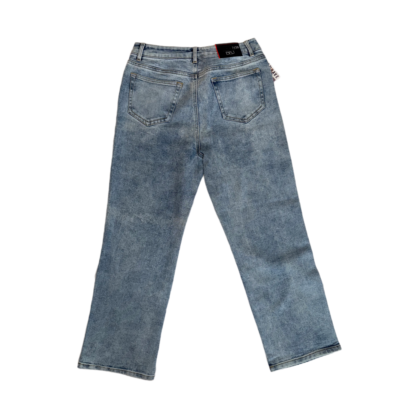 Boom Boom Jeans Los Angeles Women's High Waisted Cropped Mom Jeans - Straight Leg, Medium Stretch, Unique Wash (Style C21759Z)