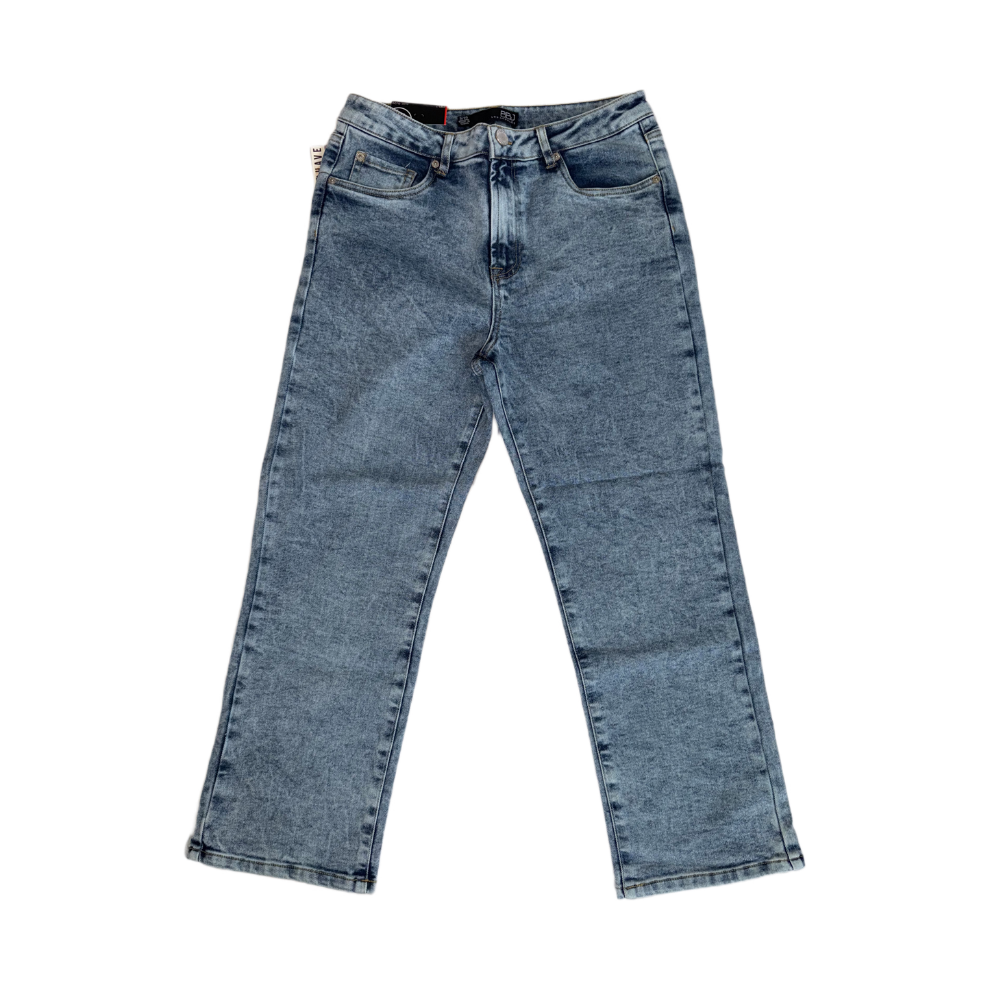 Boom Boom Jeans Los Angeles Women's High Waisted Cropped Mom Jeans - Straight Leg, Medium Stretch, Unique Wash (Style C21759Z)