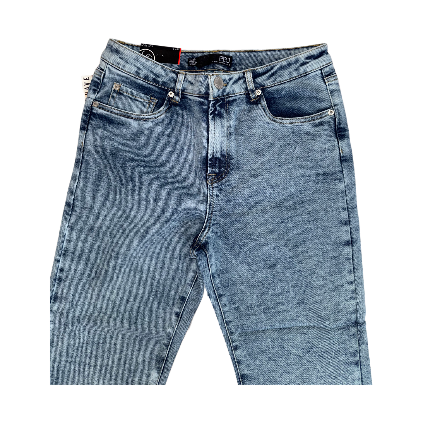 Boom Boom Jeans Los Angeles Women's High Waisted Cropped Mom Jeans - Straight Leg, Medium Stretch, Unique Wash (Style C21759Z)