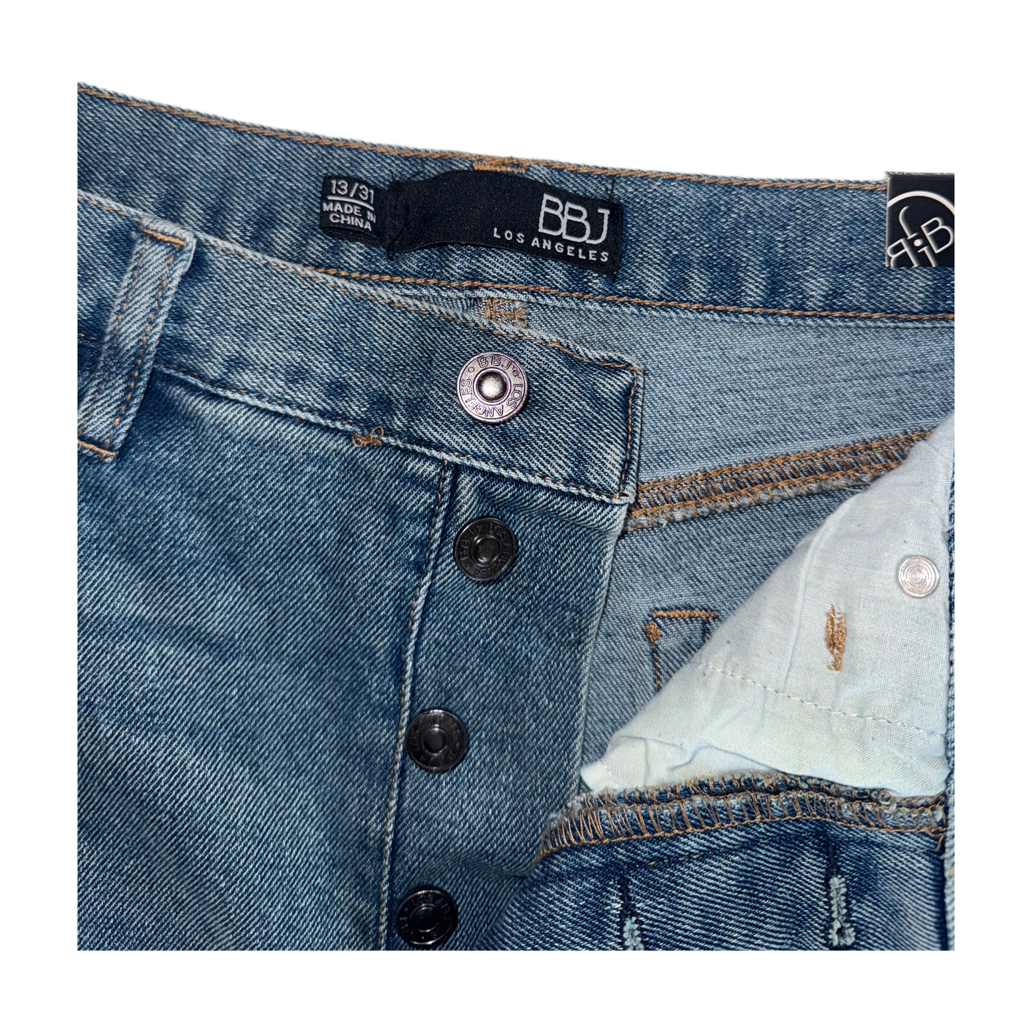 Boom Boom Jeans Los Angeles Light Wash Straight Leg Cropped Mom Jeans (Model SH22582z)