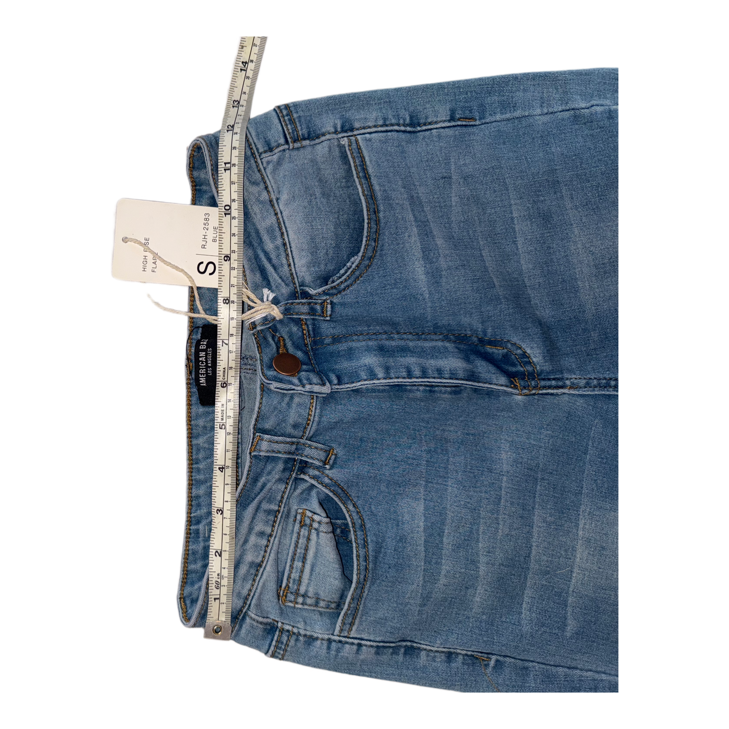 American Bazi High-Waisted Flare Jeans - Women's Light Wash Stretch Denim (Style RJH-2583)