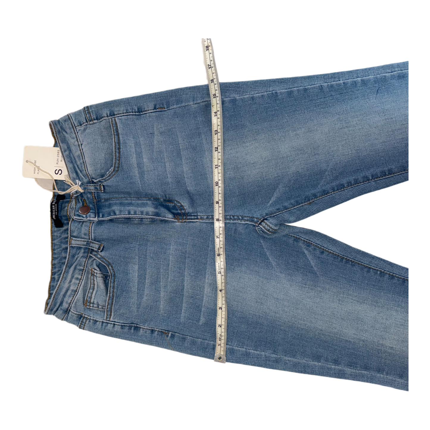 American Bazi High-Waisted Flare Jeans - Women's Light Wash Stretch Denim (Style RJH-2583)