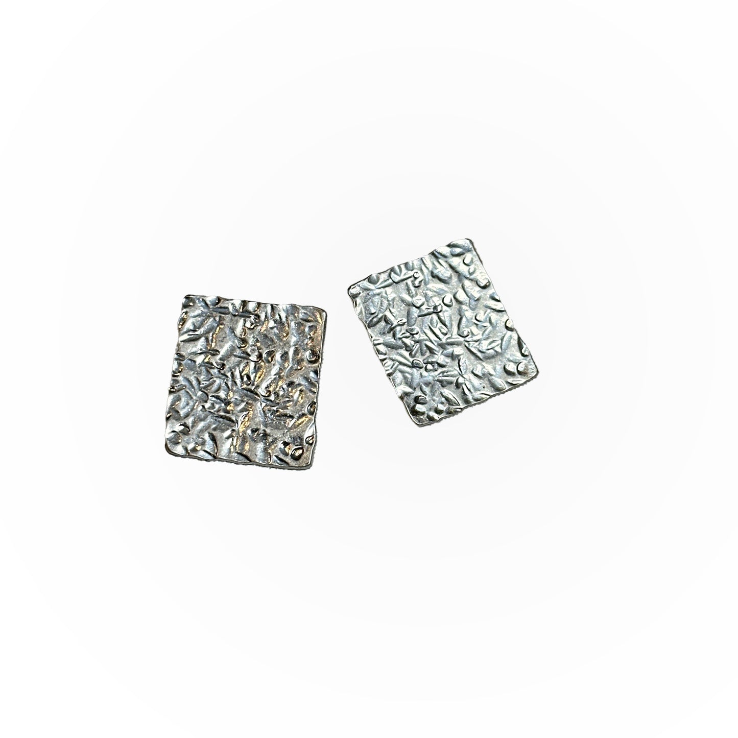 Silver Squared Textured Earrings