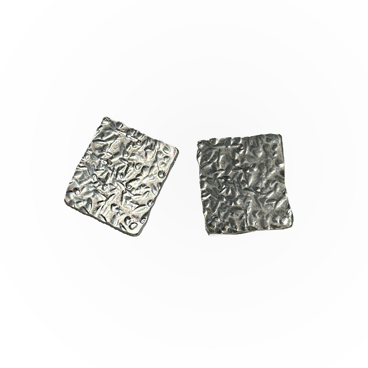 Silver Squared Textured Earrings