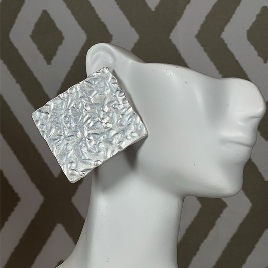 Silver Squared Textured Earrings
