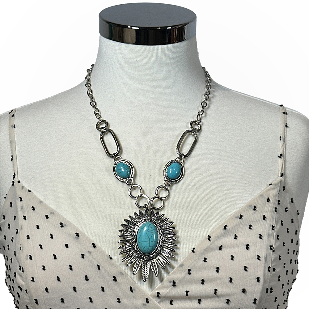 Turquoise Sunflower Necklace