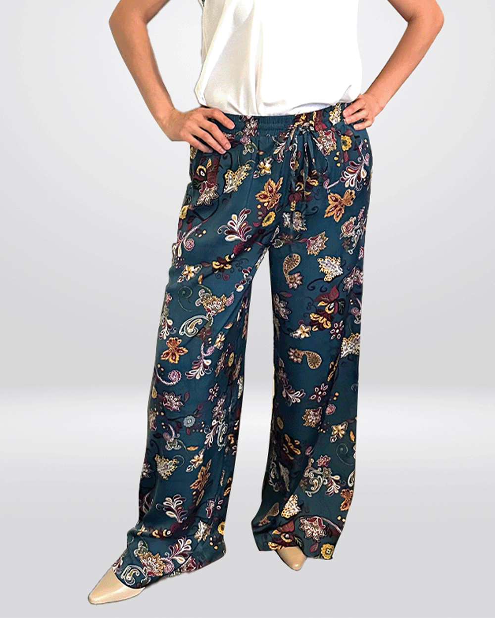 Elegant Teal Floral Pant