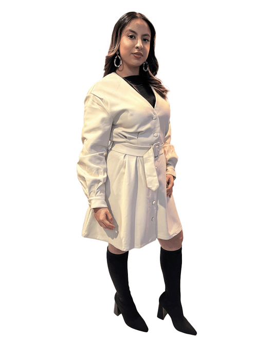Pearl White Leather Coat