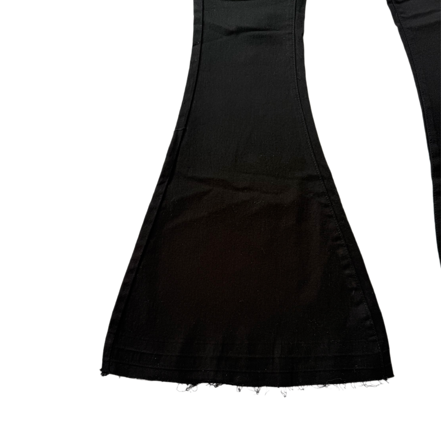 American Bazi High Waist Black Flare Jeans with Ripped Hem Detail - Women's Denim (Size Small, Style RJH-2583)