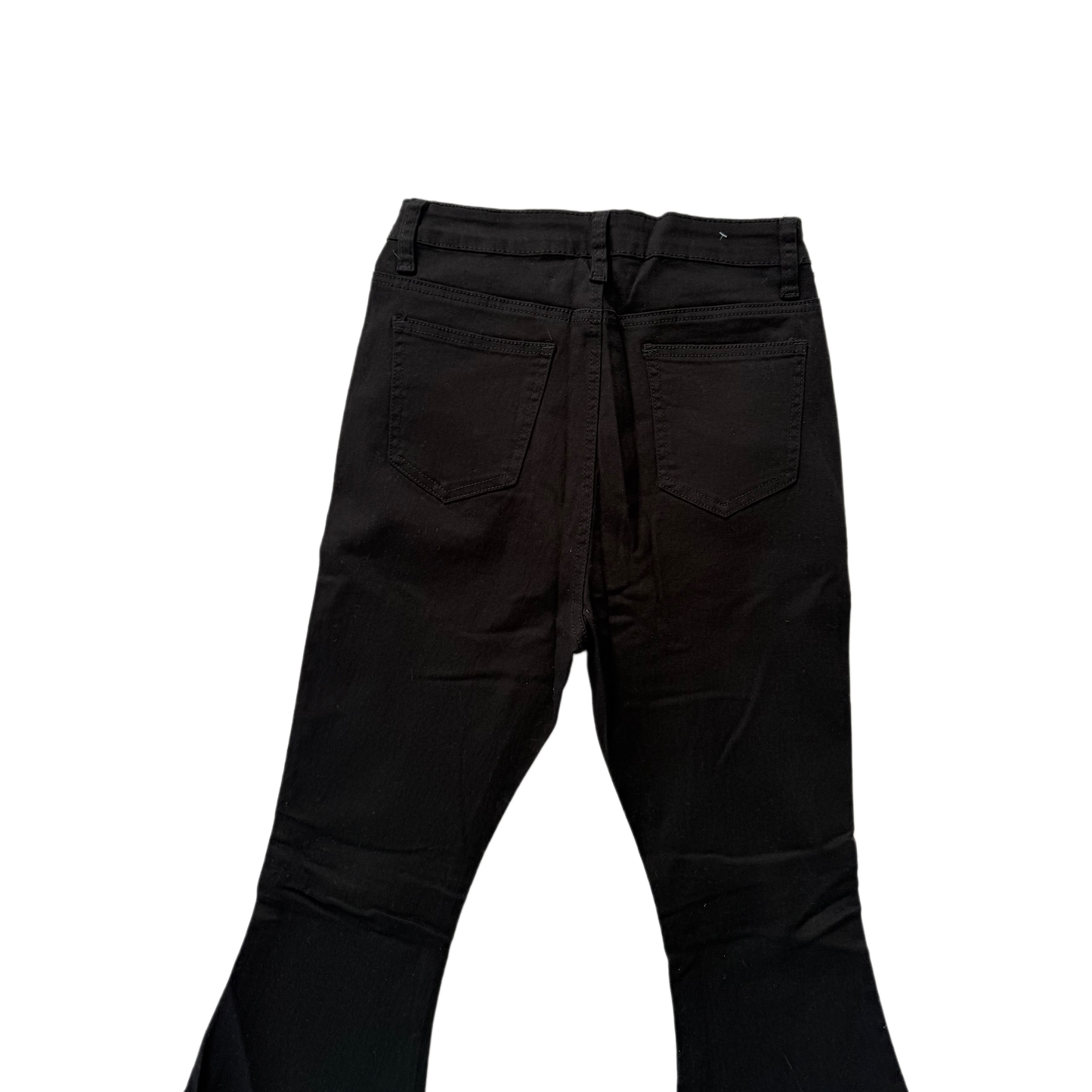 American Bazi High Waist Black Flare Jeans with Ripped Hem Detail - Women's Denim (Size Small, Style RJH-2583)