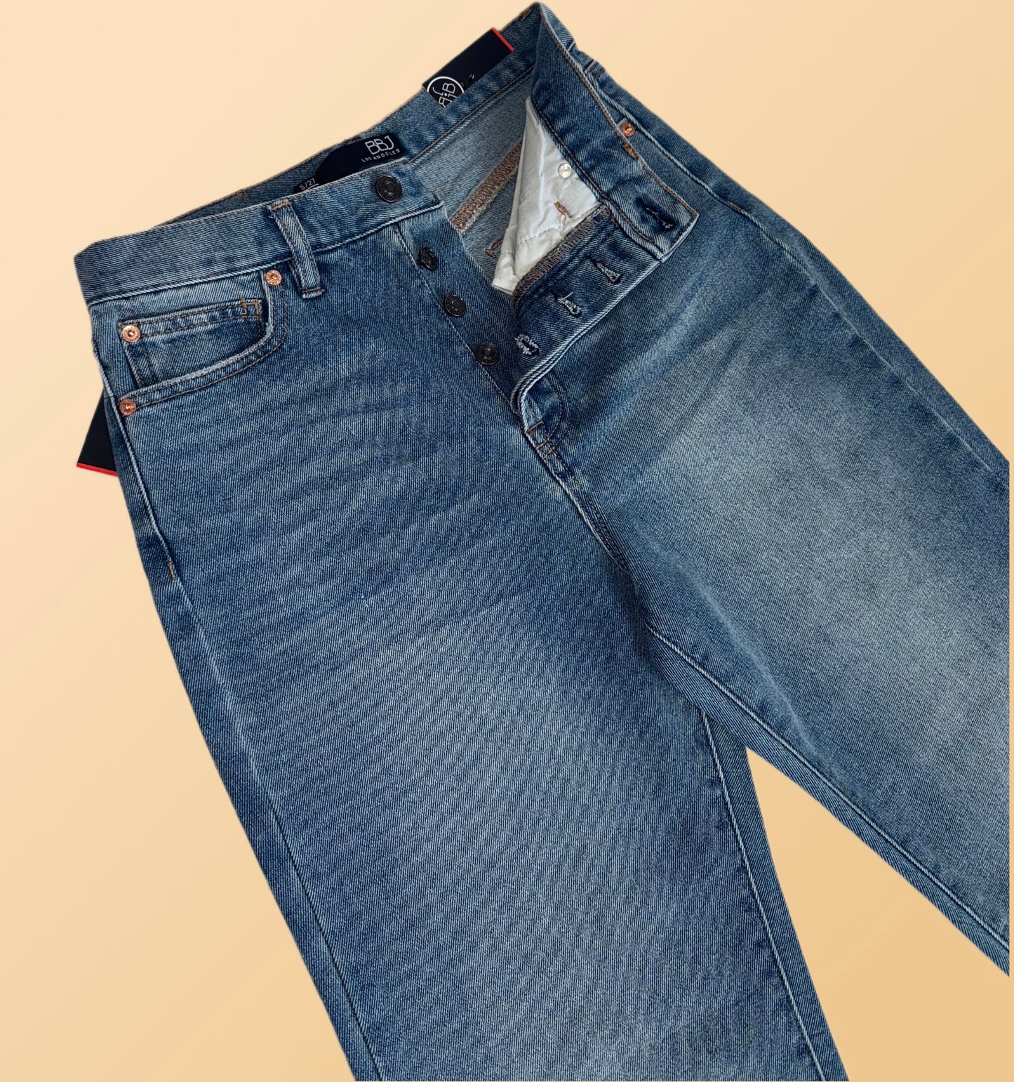 Boom Boom Jeans Los Angeles Light Wash Straight Leg Cropped Mom Jeans (Model SH22582z)