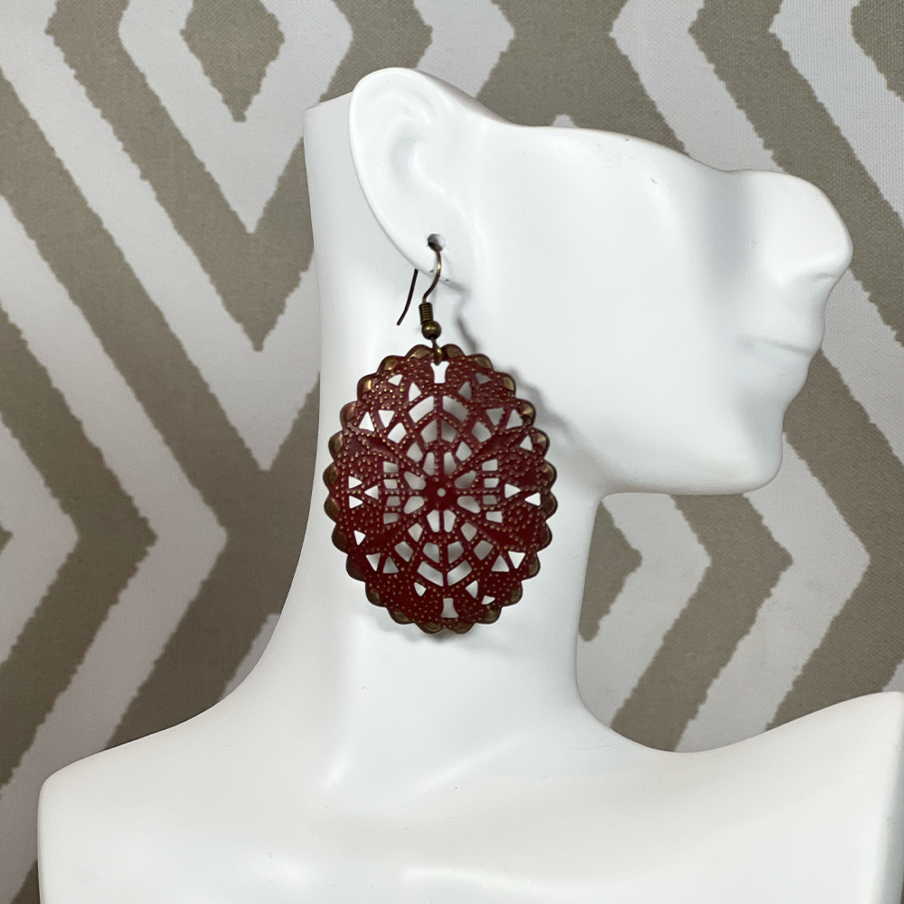 Gatsby Vintage Earrings Red, White and Turquoise