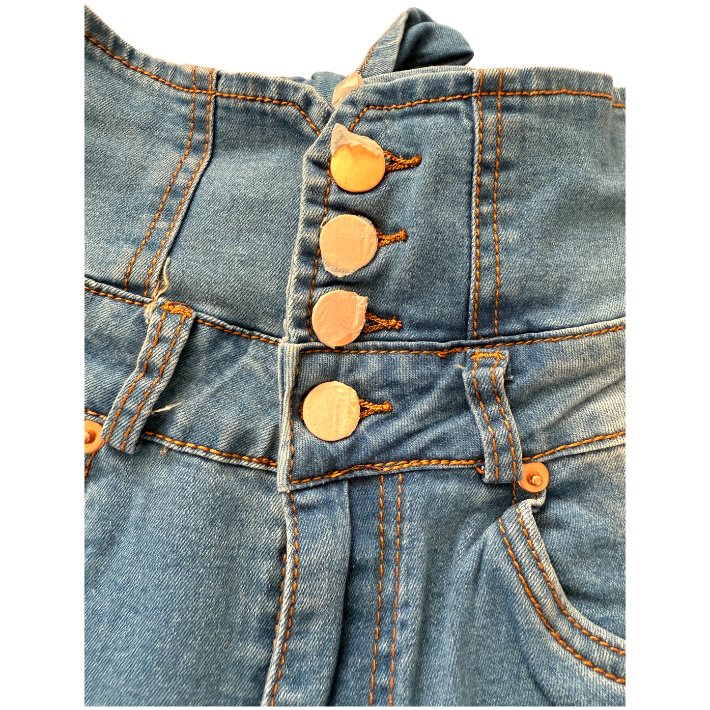 American Bazi Lupita High Rise Flare Jeans - Women's Denim with Unique Tied Back Detail & Button Front Closure (Style RJB-3422) Size Small