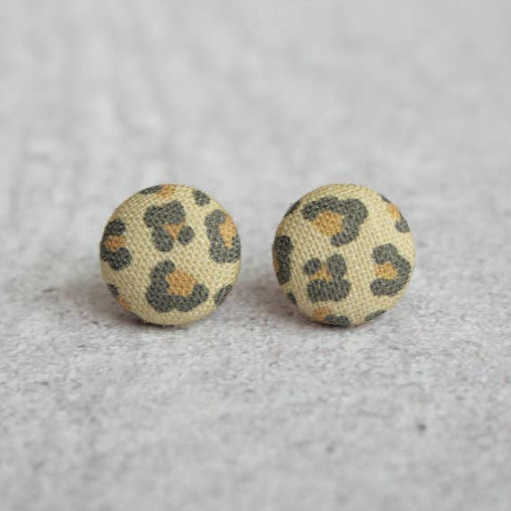 Leopard Fabric Button Earrings - Descendencia Latina