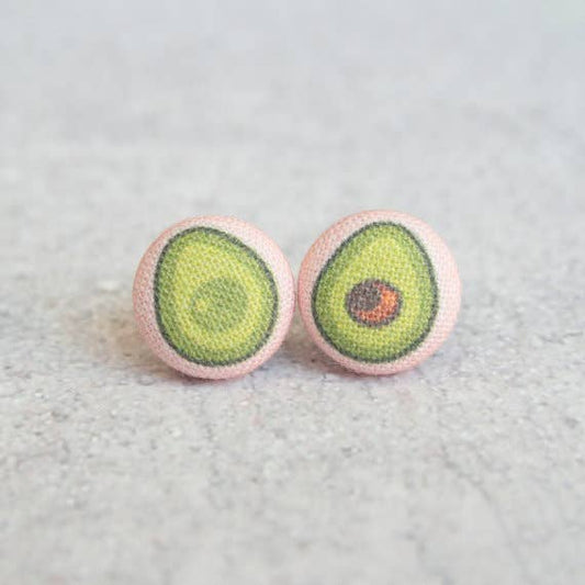 Avocado Fabric Button Earrings - Descendencia Latina