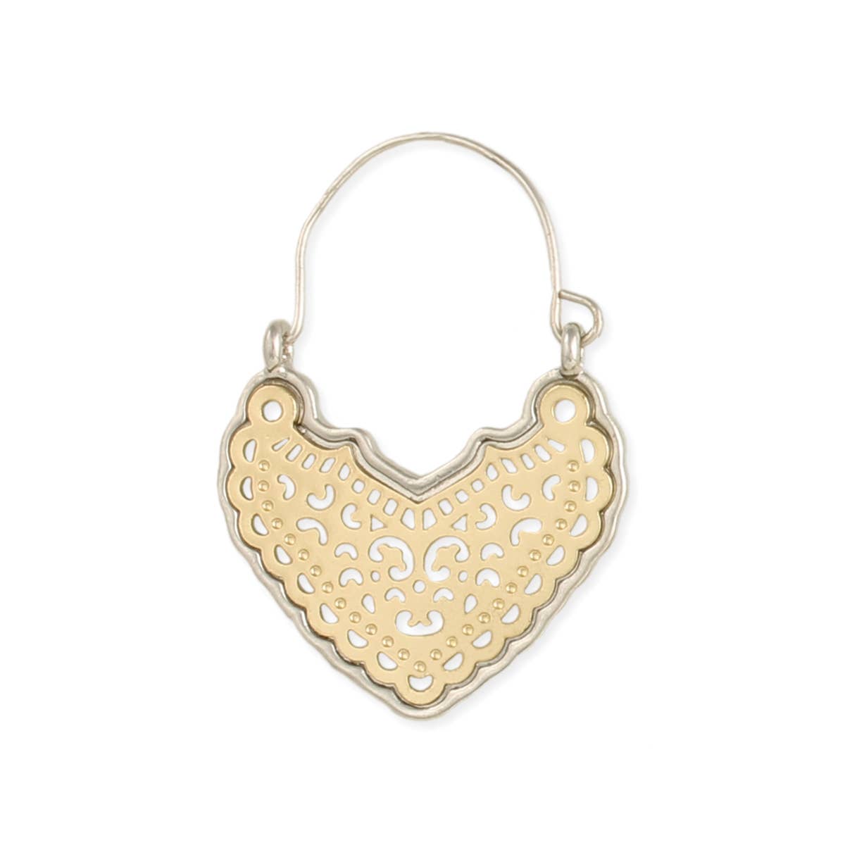 Mixed Metal Cutout Hoop Earrings - Descendencia Latina