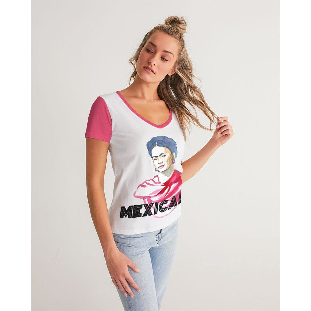 Frida Portrait Women's V-Neck Tee - Descendencia Latina