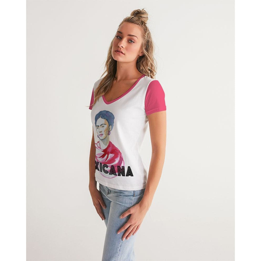 Frida Portrait Women's V-Neck Tee - Descendencia Latina