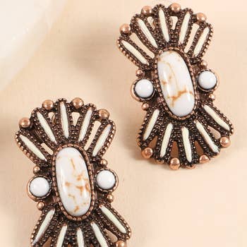 Western Design Natural Stones Stud Earrings - Descendencia Latina