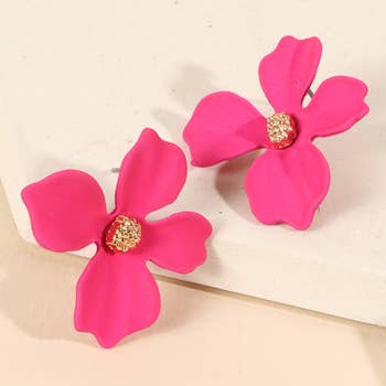 Floral Color Coated Metal Stud Earrings - Descendencia Latina