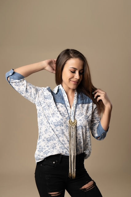 Vaquerita Blue and white Button Up Shirt