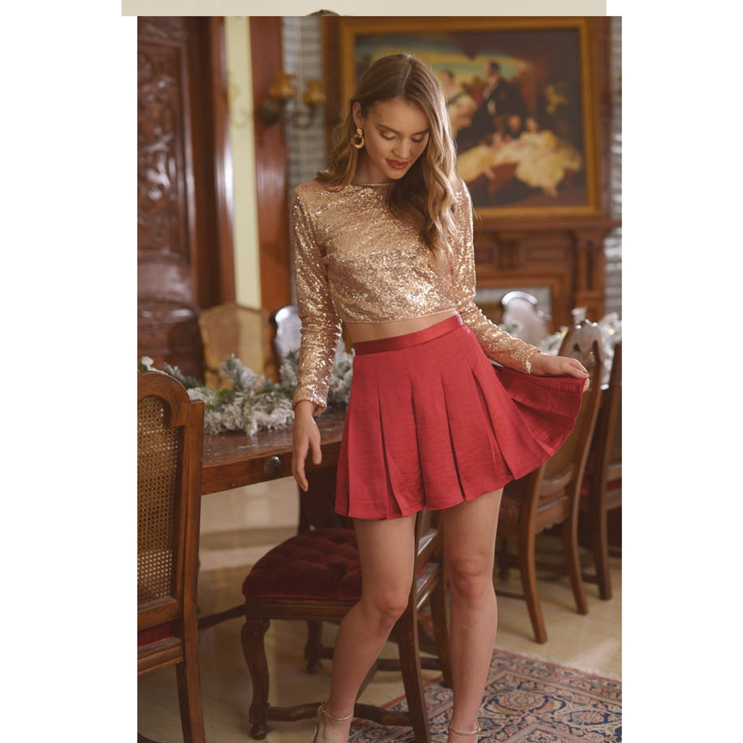 Red Pleated Skirt