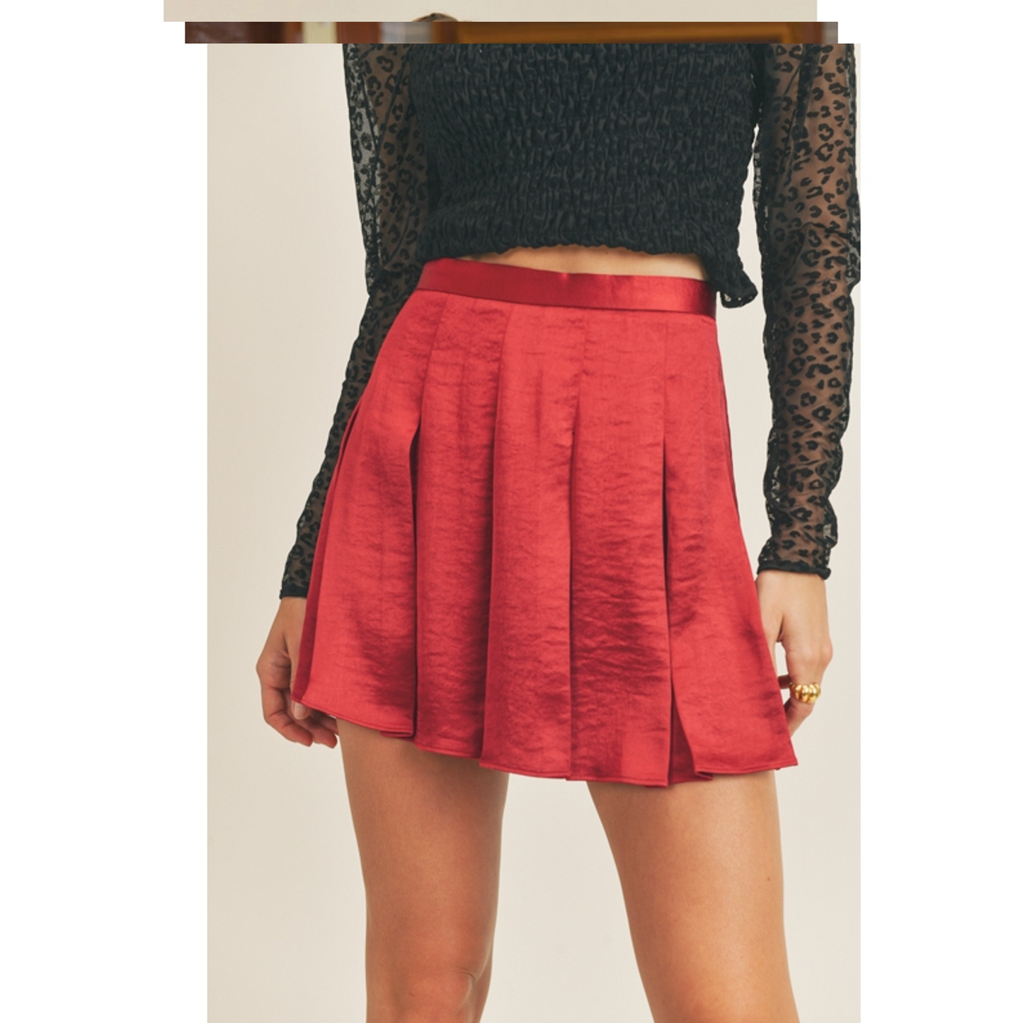 Red Pleated Skirt