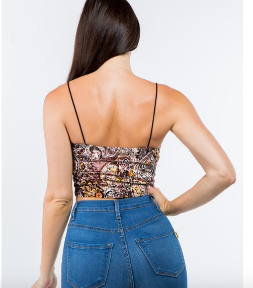 Paisley Velvet Crop Top