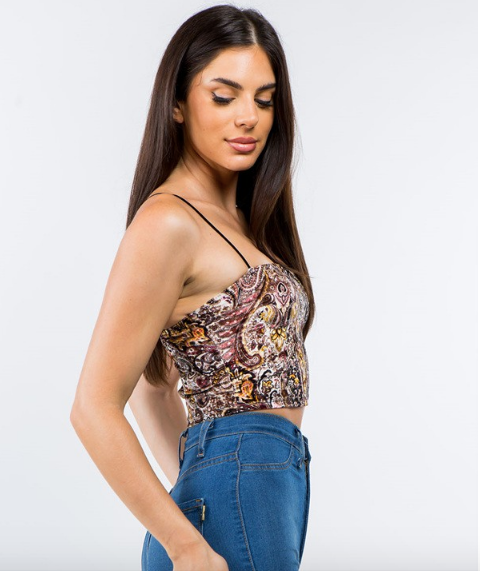 Paisley Velvet Crop Top