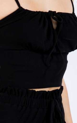 Black Mini Skirt and Crop Top set