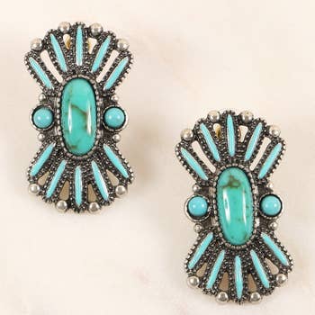 Western Design Natural Stones Stud Earrings - Descendencia Latina