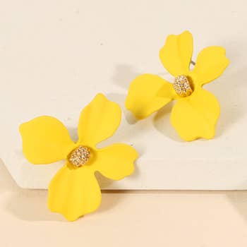 Floral Color Coated Metal Stud Earrings - Descendencia Latina