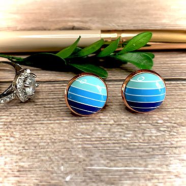 Blue Ombré Stripes Studs - Descendencia Latina