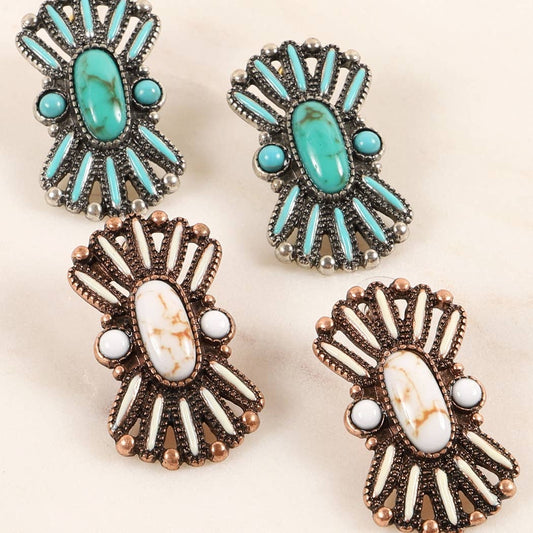 Western Design Natural Stones Stud Earrings - Descendencia Latina
