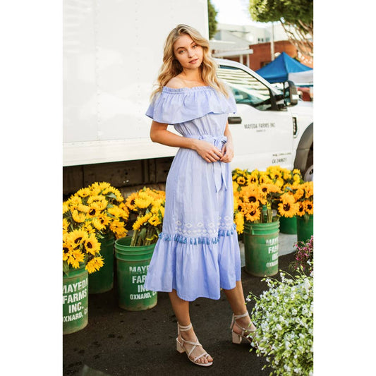 Blue Off The Shoulder Dress - Descendencia Latina
