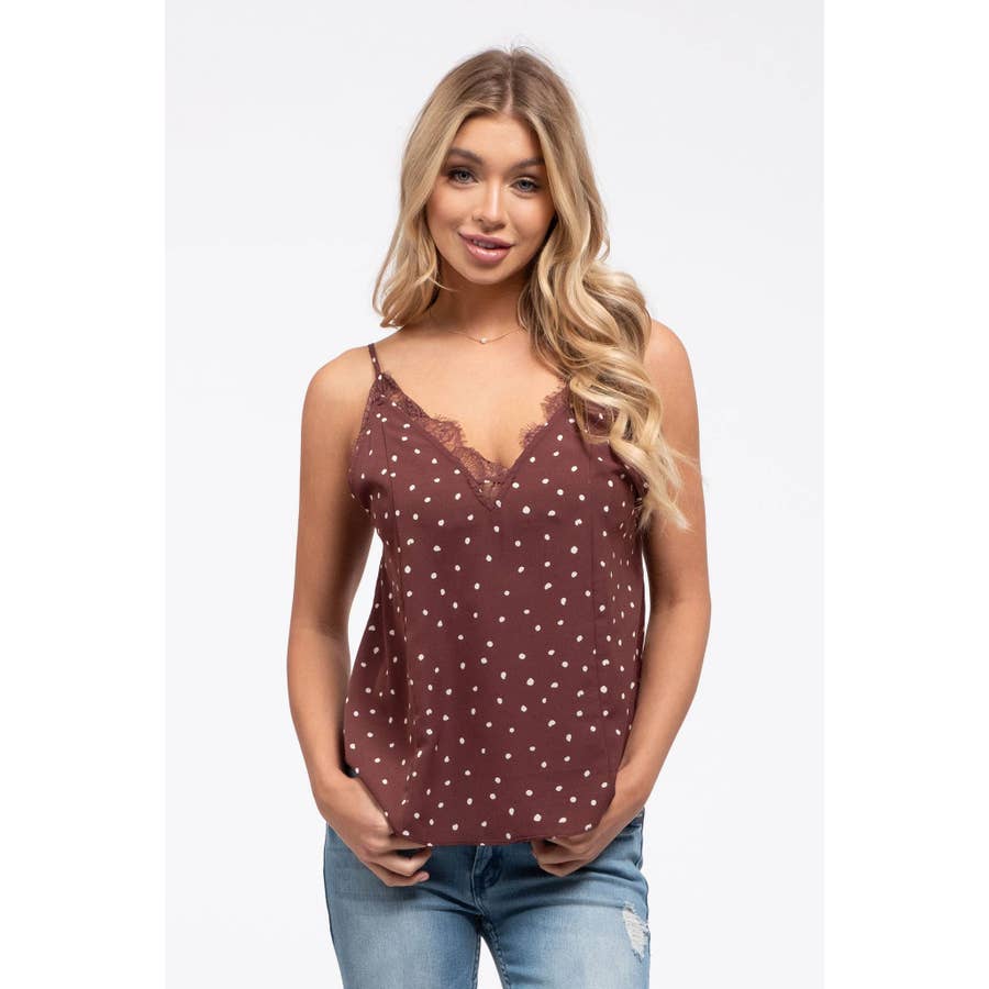 Polka Dot Lace Trim Cami (various colors)