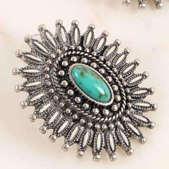 Western Turquoise Stud Earrings - Descendencia Latina